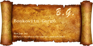 Boskovits Gergő névjegykártya